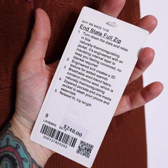 LULULEMON End State Full Zip Jacket Dark Terracotta Knit Ribbed Women's 8 - Picture 11 of 11